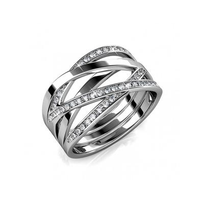 Criss Cross Ring - Silber und Kristall