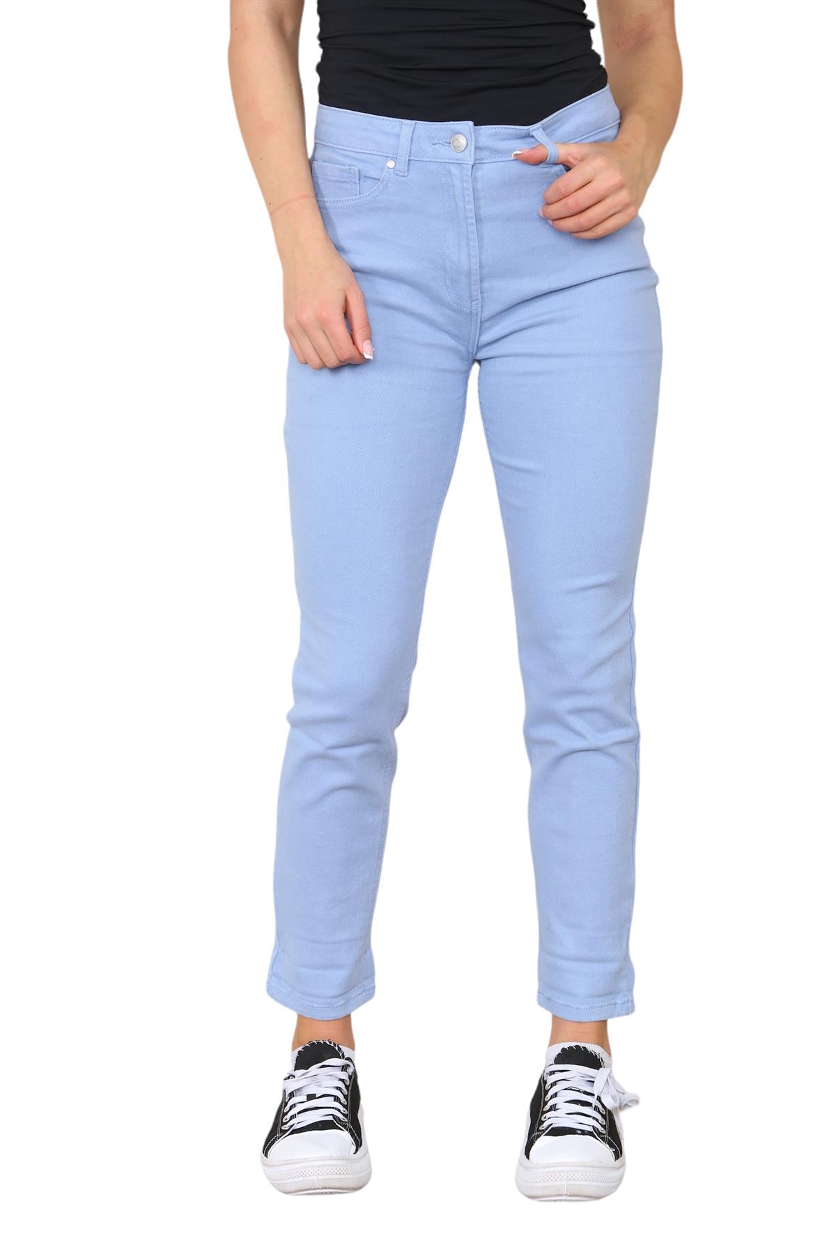 M&Co Damen-Mom-Jeans mit hohem Bund und schmal zulaufendem, geradem Bein in Himmelblau Image