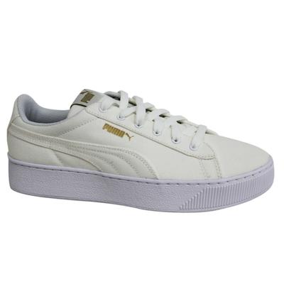 Puma Vikky Plattform CV Schnürung von weißen Damen Textil Trainern 365603 01 P3B