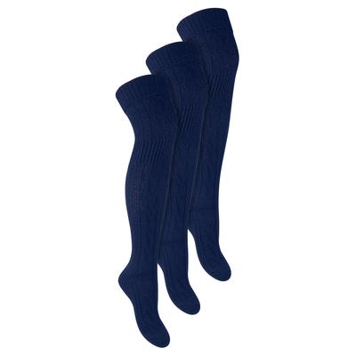 3 Paar Womens Over The Knee Wollsocken | Steven | Ladies Extra Long Wool Socks - Blau Image