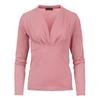 Langärmeliges rosa Faux Wrap Top aus nachhaltigem Stretch-Jersey