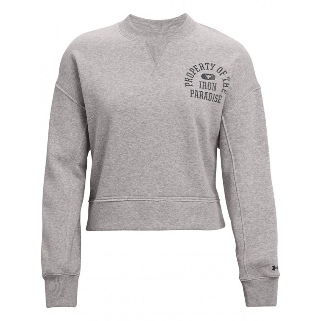 Under Armour Project Rock Damen Grauer Fleece-Pullover Image