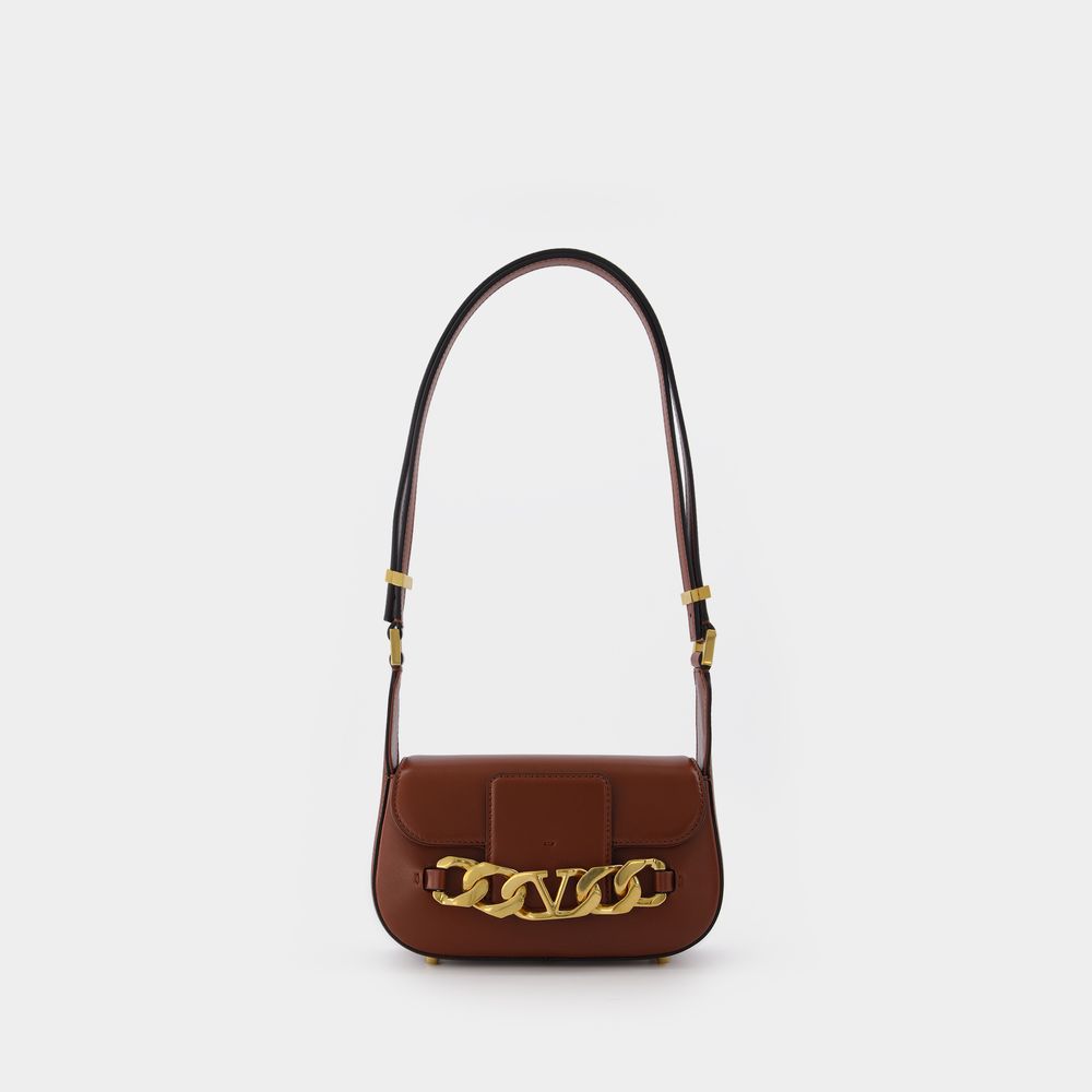 Sac Vlogo Chain Small en Cuir Marron Image