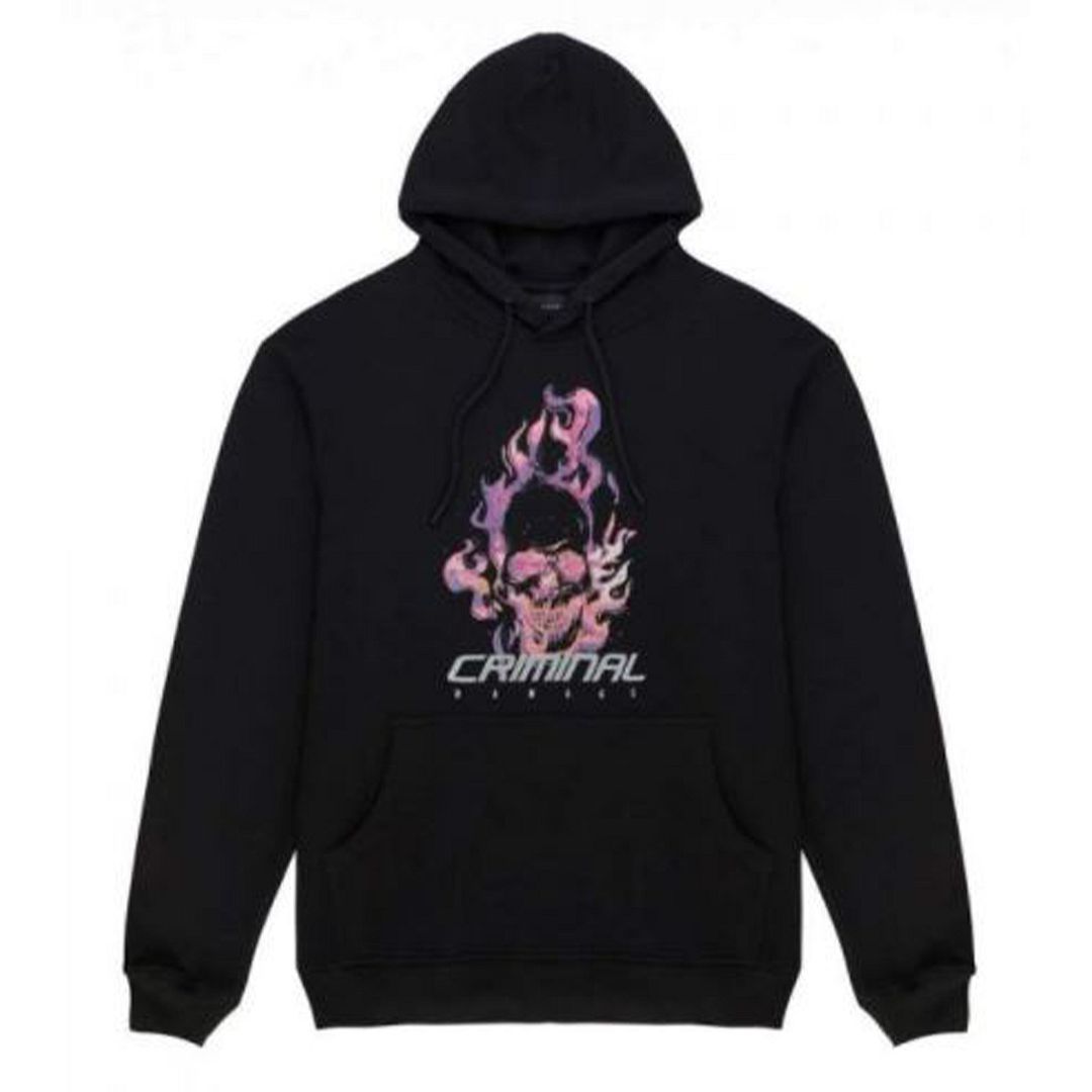 Krimineller Schaden Flamin Schädel Männer schwarzer Kapuzenpullover Image