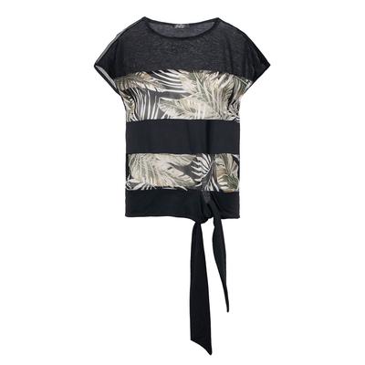 Schwarzes Top mit Blattdruck und Krawatten Image