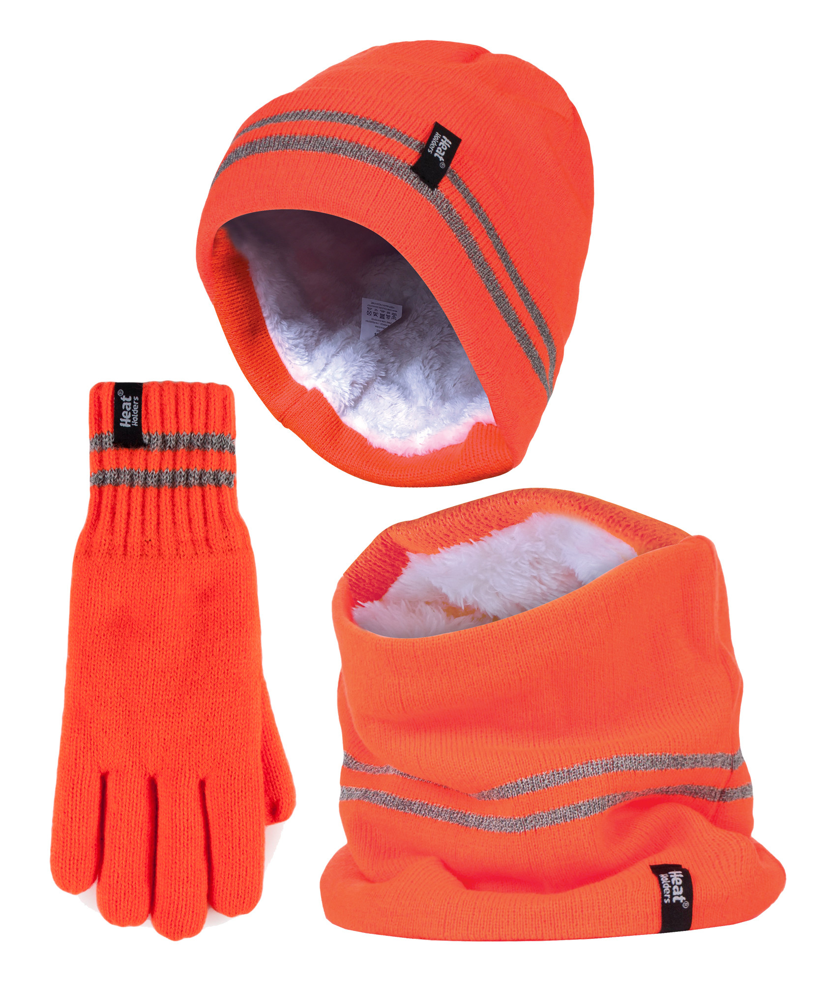 Hi Vis Mütze, Halswärmer & Handschuhe Set | Wärmehalter | Reflektierende Arbeitskleidung Set für extrem kaltes Wetter - Orange Image