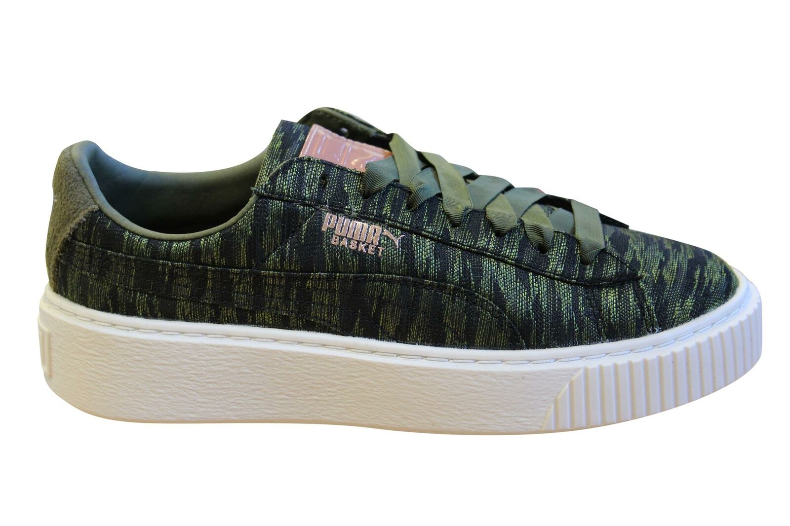 Puma -Korb -Bahnsteig Samt Seil Olive Low Schnüre -up -Womens Trainer 364092 01 Image