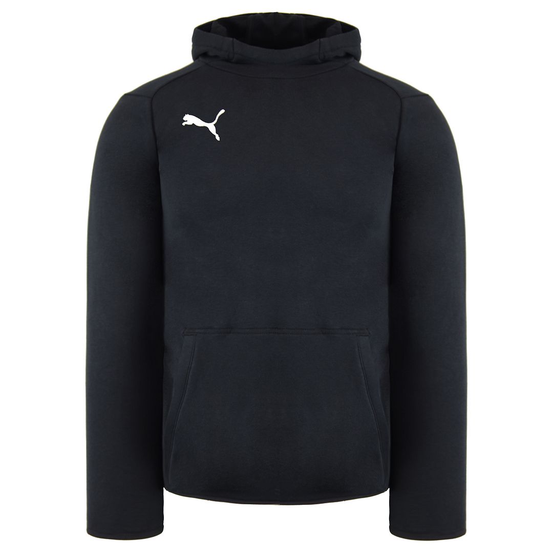 Puma Liga Casuals Hoody Plain Logo Black Junior Pullover Jumper 655636 03 Image