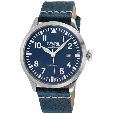 Gevril Herrenuhr Vaughn Swiss Automatic Seliita SW200 Weißes Zifferblatt, Echtes Leder