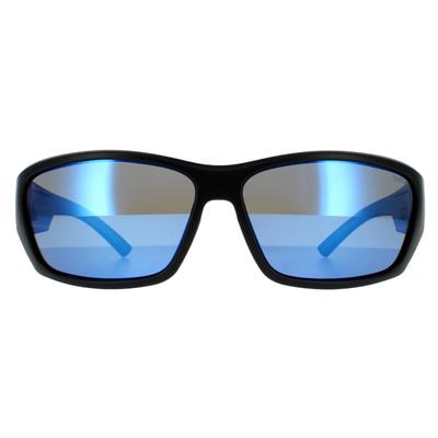 Bolle Wrap Unisex Matte Schwarz und Blau Blaue Spiegel Sonnenbrille