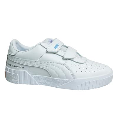 Puma Cali V X Selena Gomez Doppelgurt weiße Leder Kinder Trainer 372461 01 Image