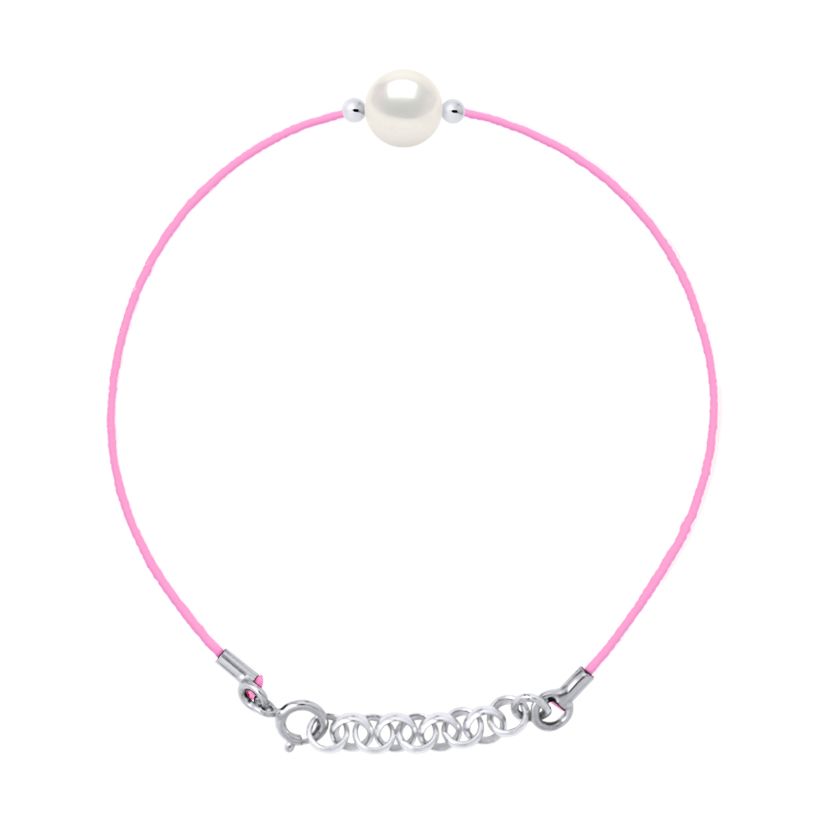 DIADEMA - Armband - Rosa Nylon - Süßwasserperle - Weiß Image