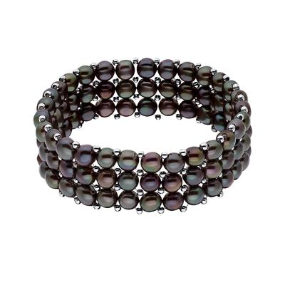 DIADEMA - Armband - Echte Süßwasserperlen - Schwarzer Tahitian Style Image