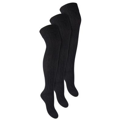 3 Paar Overknee-Wollsocken für Damen | Steven | Damen Extra lange Wollsocken Schwarz Image