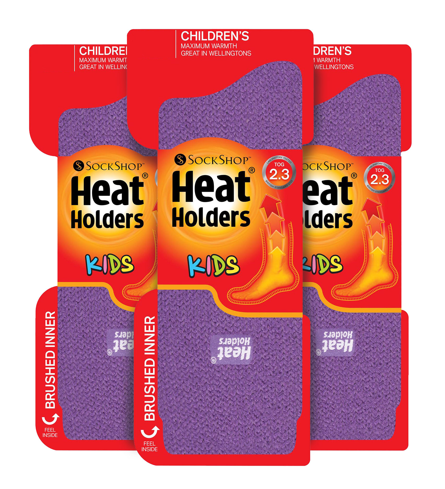 Kinder Thermosocken für den Winter | 3 Paar Mutlipack | Wärmehalter | Kniestrümpfe | Gummistiefel | Wandern - Lila Image