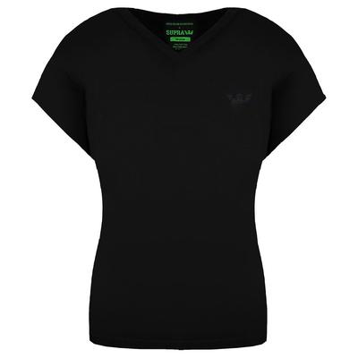 Supra x Heidi Klum Cochs Kurzarm V-Ausschnitt schwarzes Damen T-Shirt 191902 008 Image