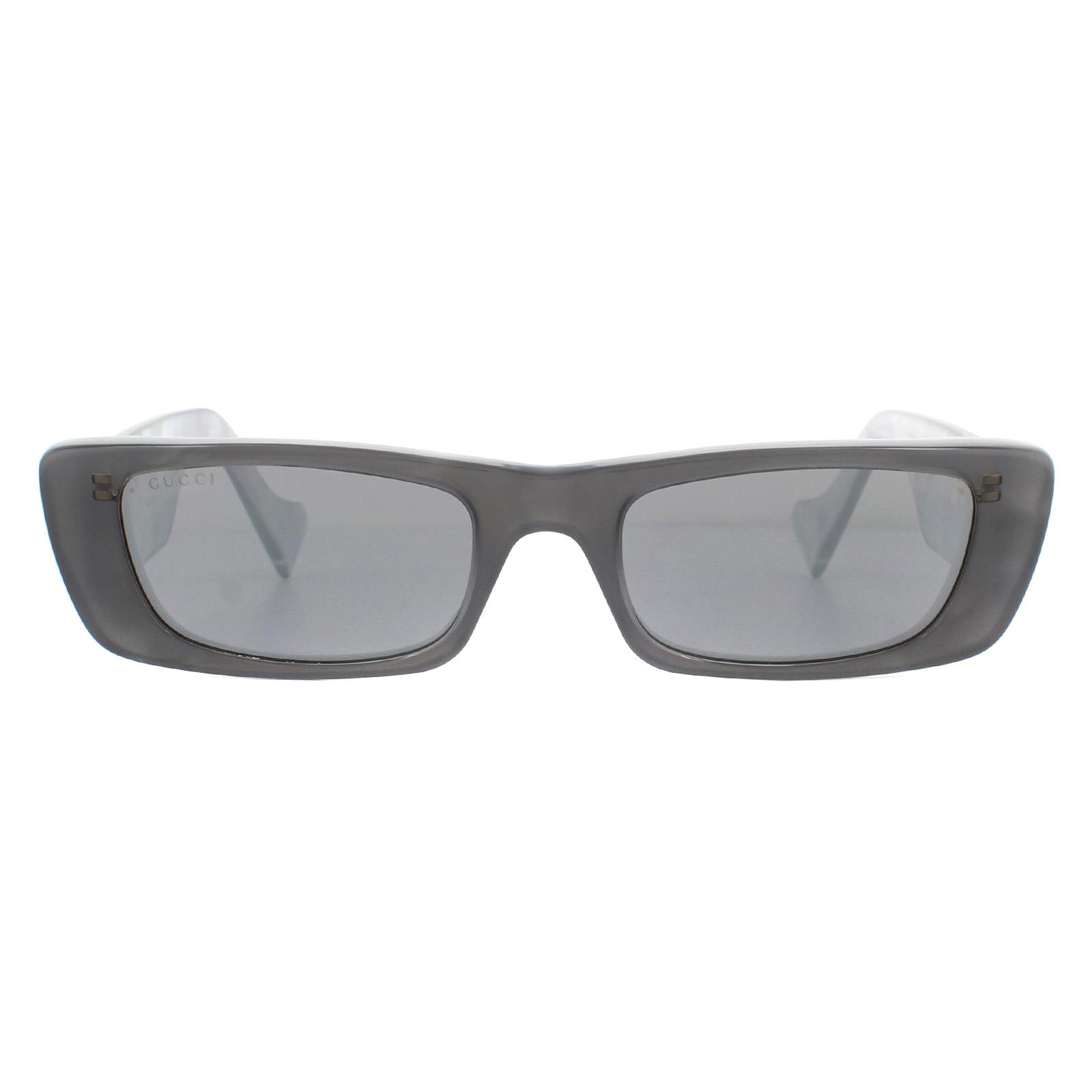 Gucci Rectangle Damen Grau Silber Sonnenbrille
