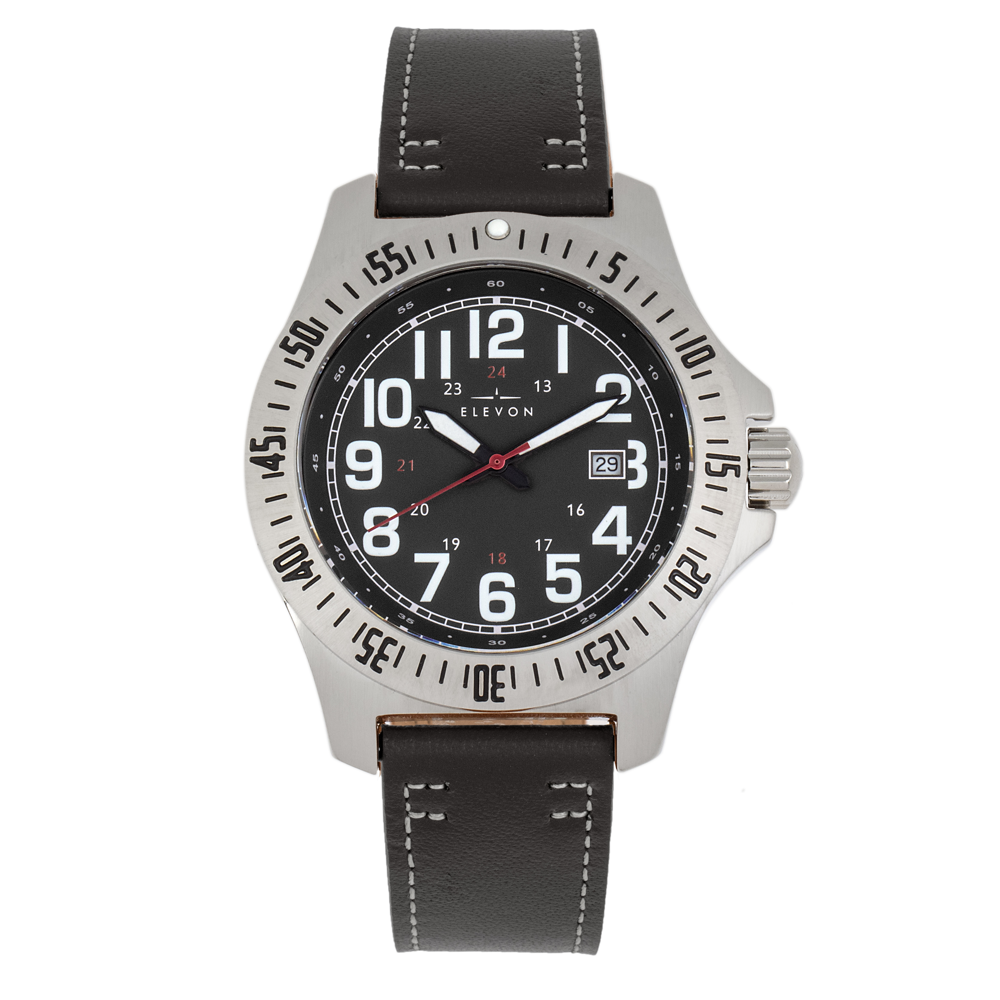 Montre Elevon Aviator avec bracelet en cuir et date Image