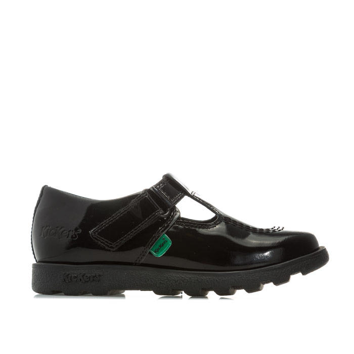Kickers Kinder Fragma T-Bar Patent Schuhe für Mädchen in Schwarz Image