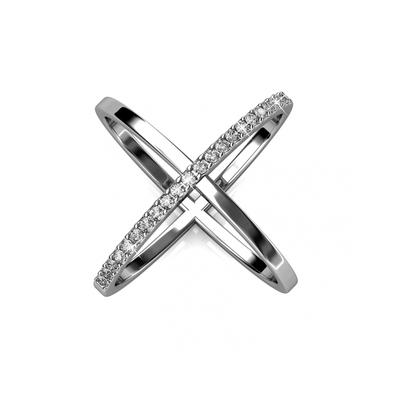 X Duo Ring - Silber und Kristall