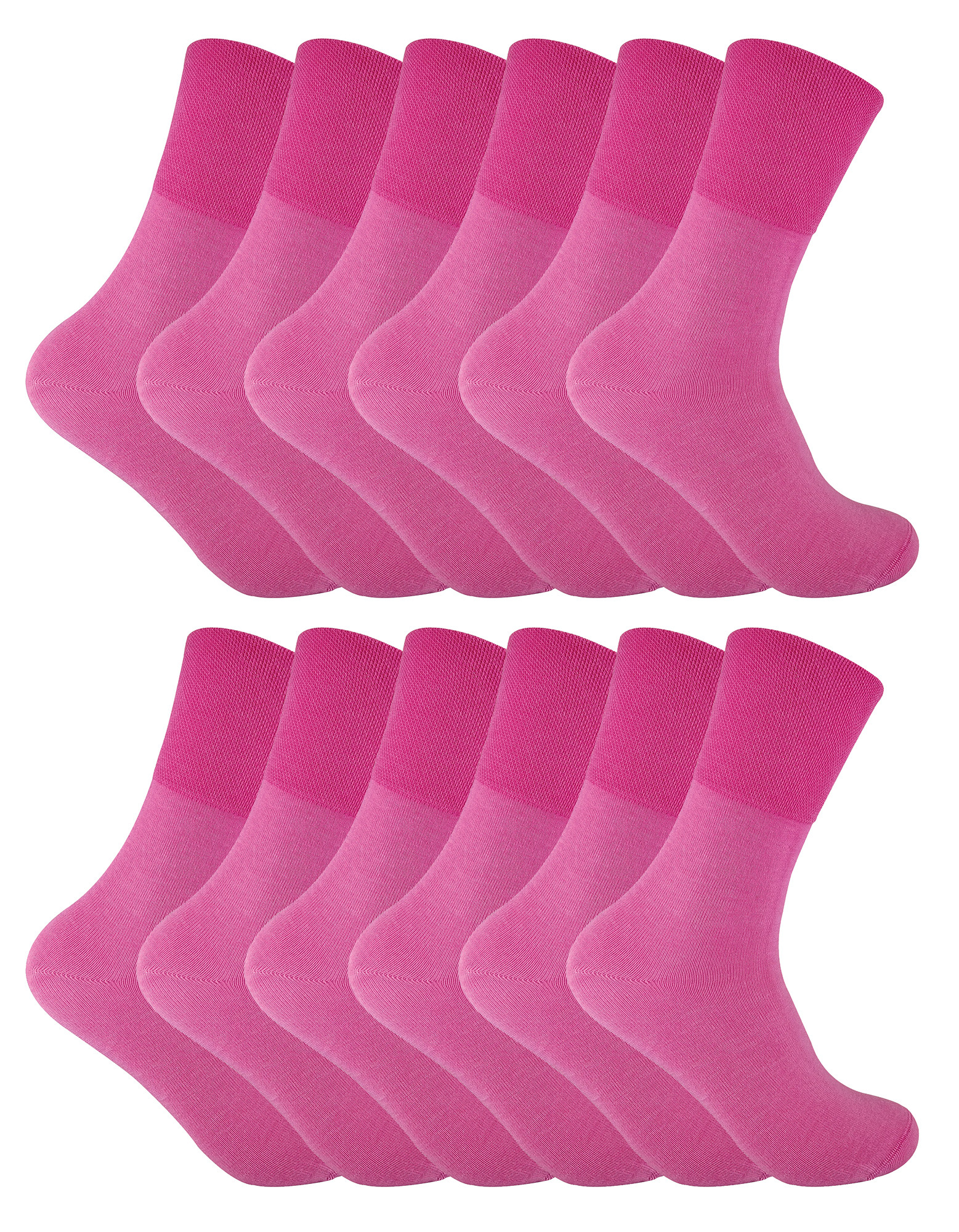 12 Pack Damen nicht elastische thermische diabetische Socken | Socken Snob | Frauen Soft Top Socken für schlechte Durchblutung - Pink