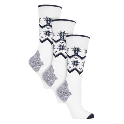 3 Paar Multipack Ultra Lite Damen Skisocken | Wärmehalter | Damen Funky Patterned Striped Knee High Socks - Creme Fairisle Image