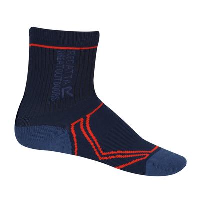 Regatta Great Outdoors Childrens/Kids 2 Season Coolmax Trek & Trail Socks (Navy/Amber Glow) Image