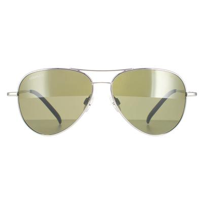 Serengeti Aviator Unisex Glänzend Silber Polarisiert Grün 555nm Carrara Klein