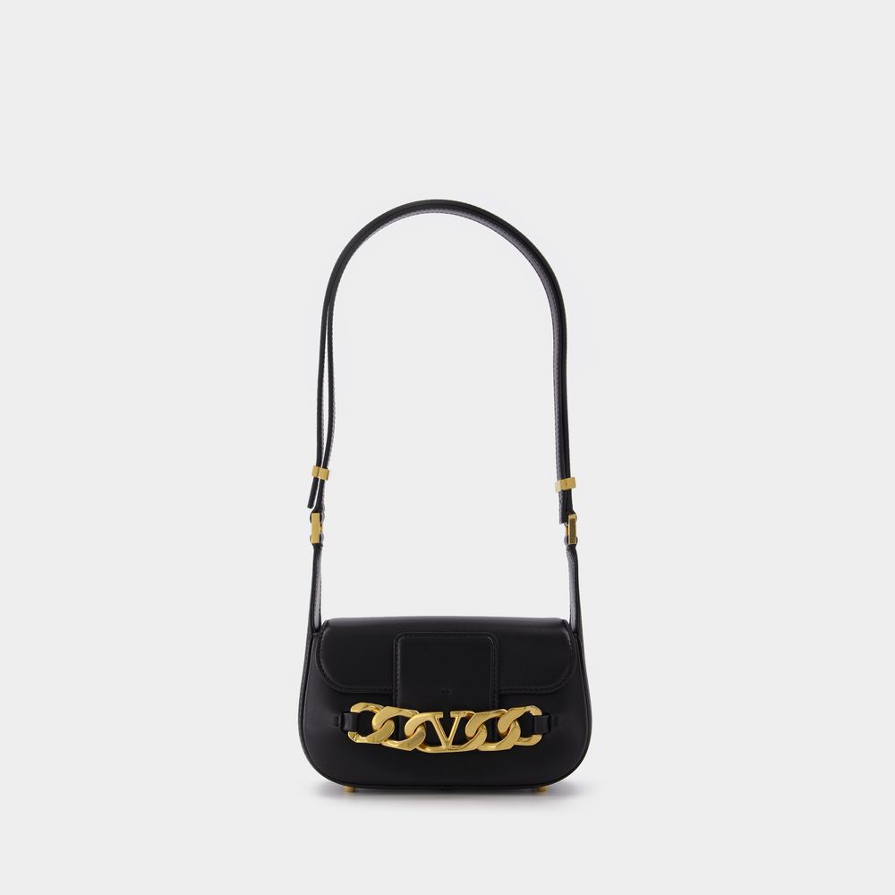 Sac Vlogo Chain Small en Cuir Noir