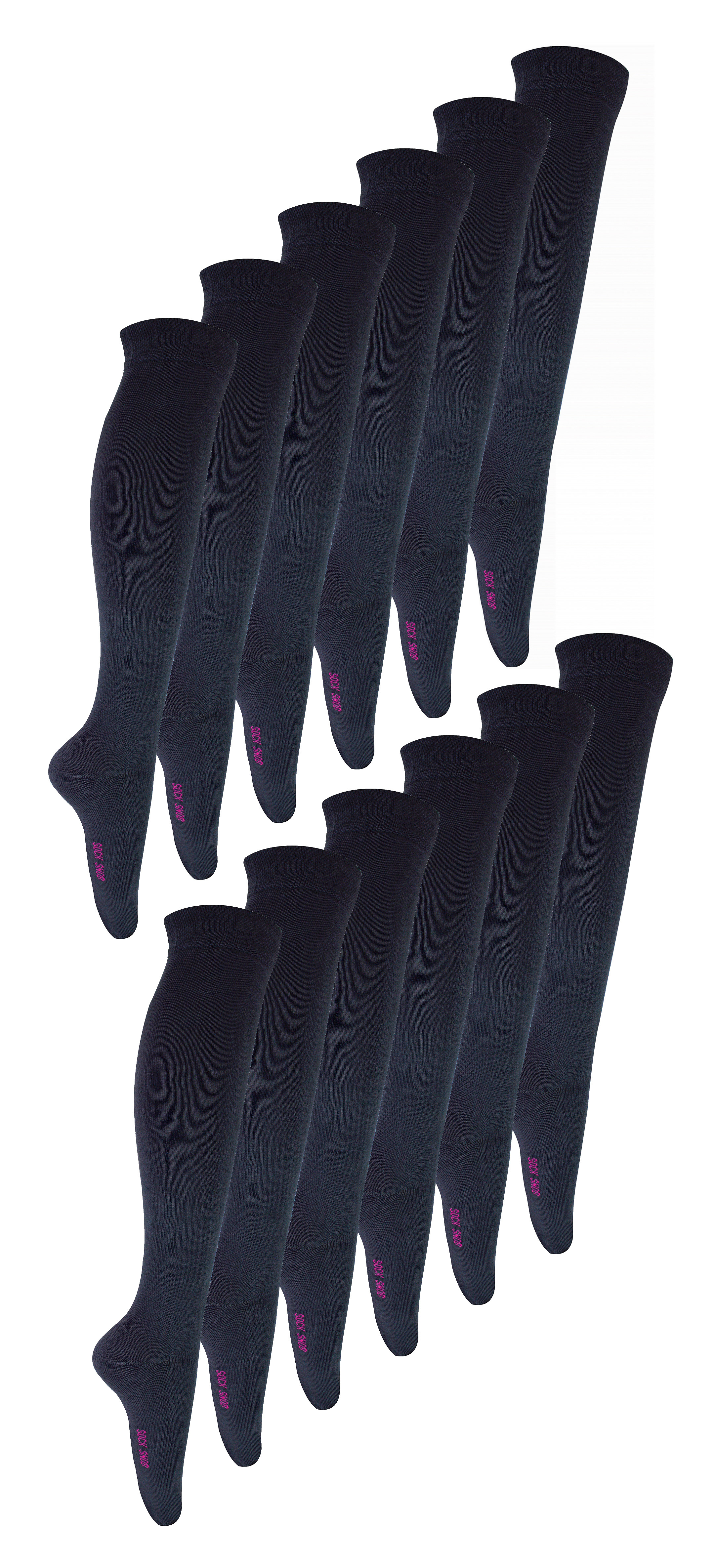 12 Paar Multipack Kinder Kniestrümpfe aus Bambus | Sock Snob | Weiche & atmungsaktive mehrfarbige lange Schulsocken - Dunkelgrau Image