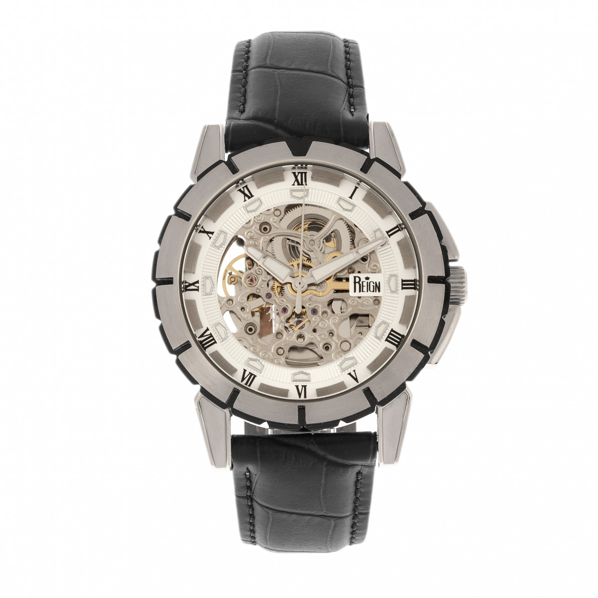 Reign Philippe Automatik-Skelettuhr mit Lederarmband Image