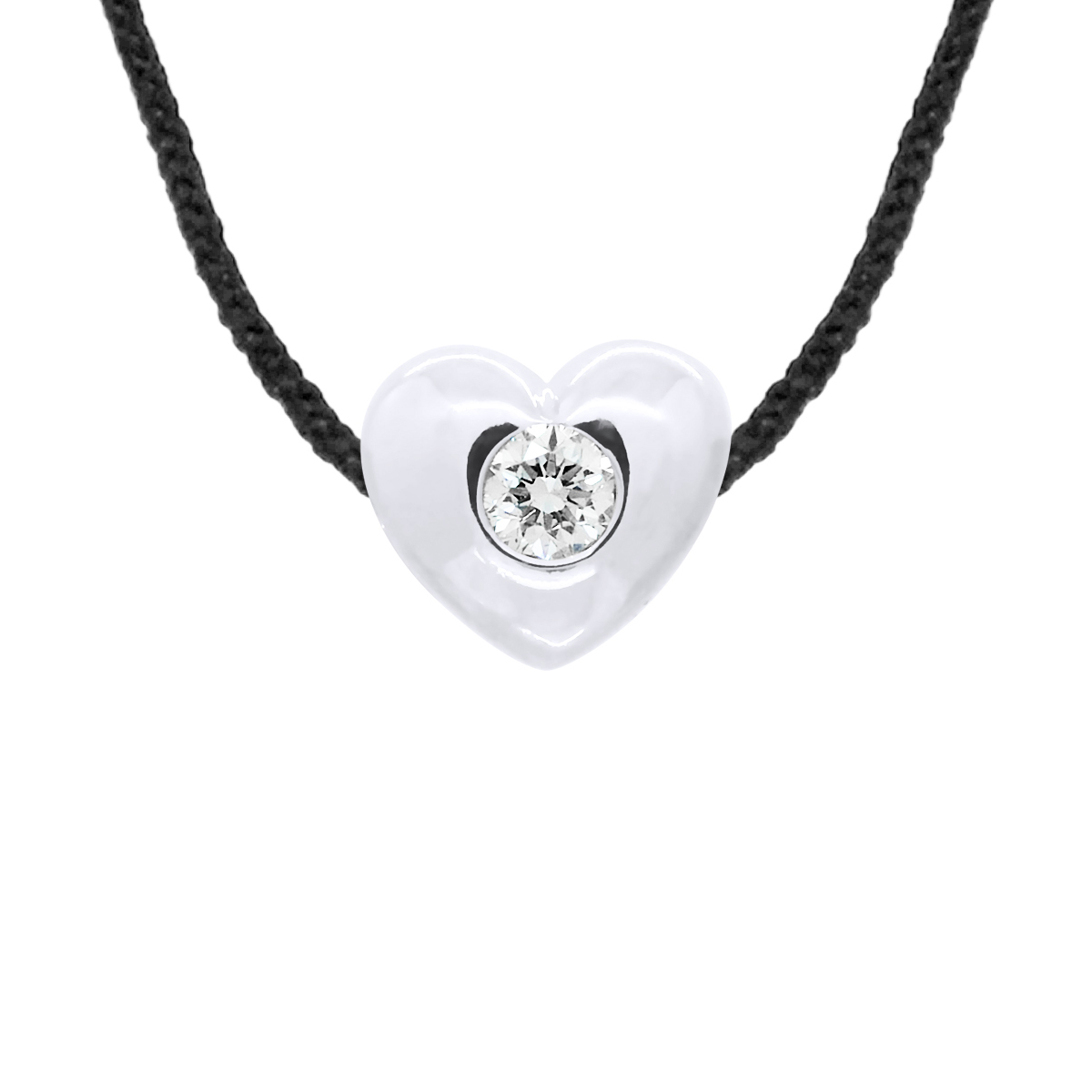 DIADEMA - Halskette - Schwarzes Nylon - Herz - Echter Diamant Image