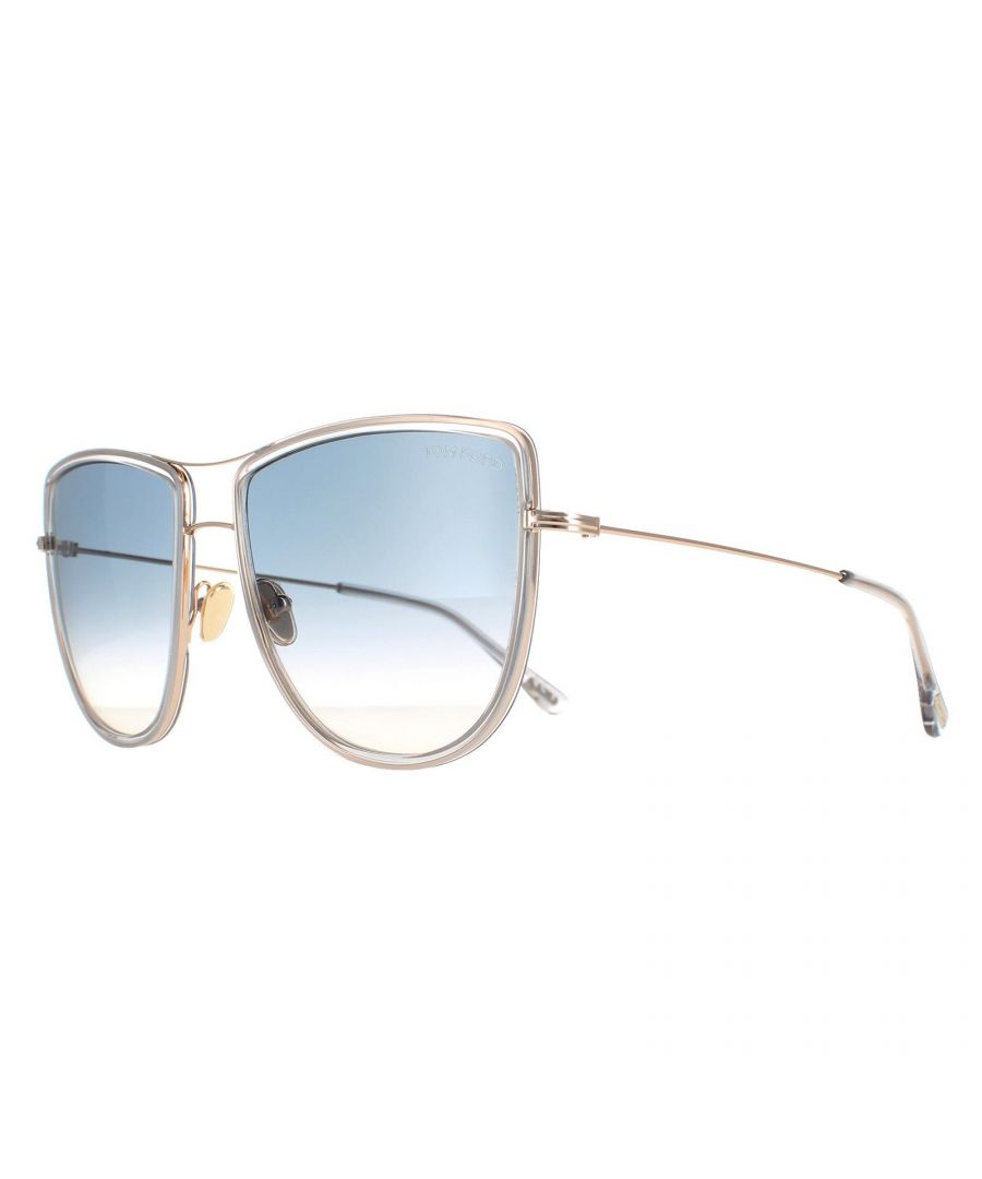Tom Ford Aviator Womens Shiny Rose Gold Smoke Gradient Tina FT0759 Metal - One Size | Tom Ford Sale | Discount Designer Brands