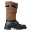 Dolce & Gabbana Mens Black Leather Brown Shearling Boots - Size EU 42 | Dolce & Gabbana Sale | Discount Designer Brands
