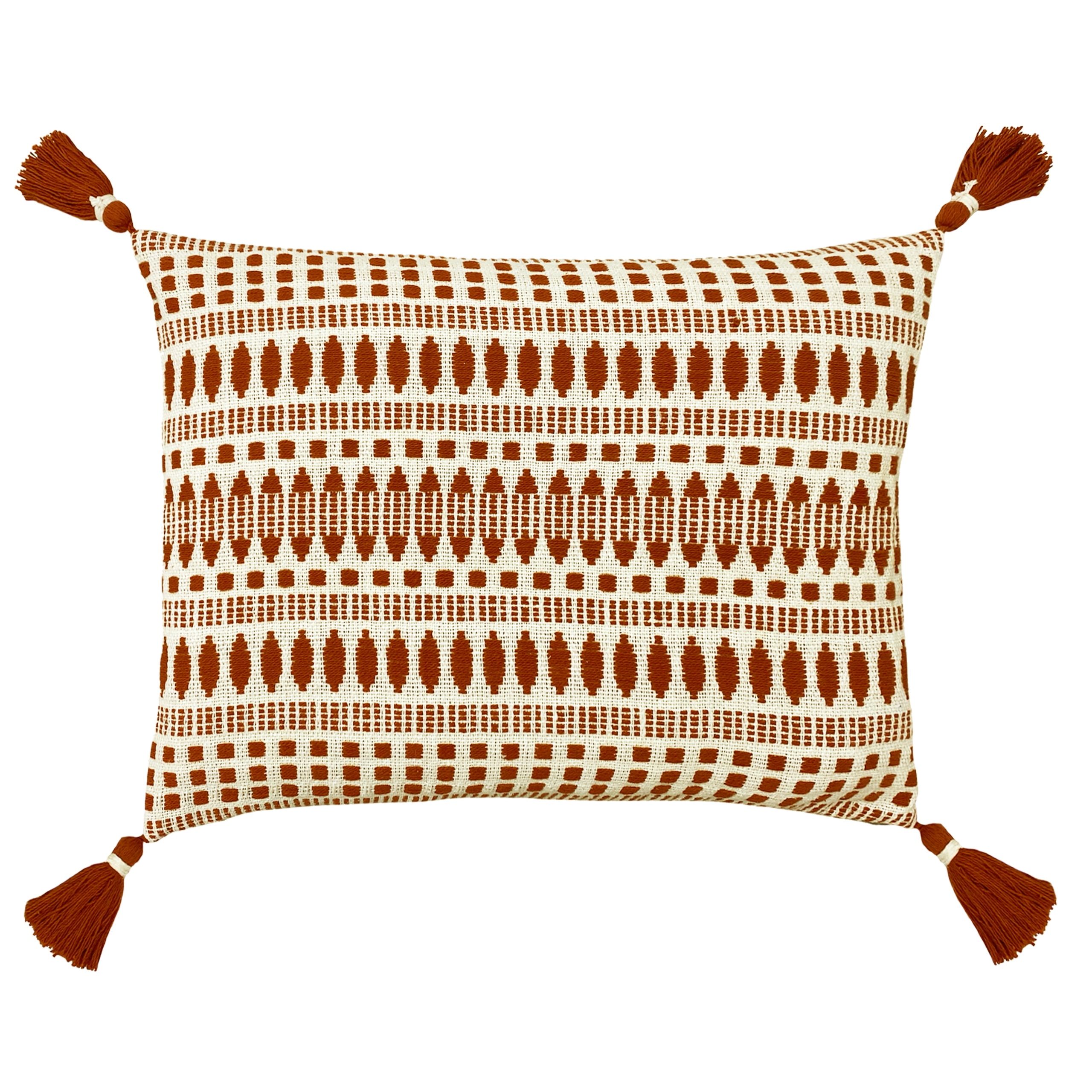 The Linen Yard Ganado Cotton Woven Tassel Feather Filled Cushion - Brown - One Size | The Linen Yard Sale | Discount Designer Brands
