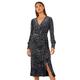 Roman Womens Velvet Animal Wrap Midi Stretch Dress - Silver - Size 10 UK | Roman Sale | Discount Designer Brands