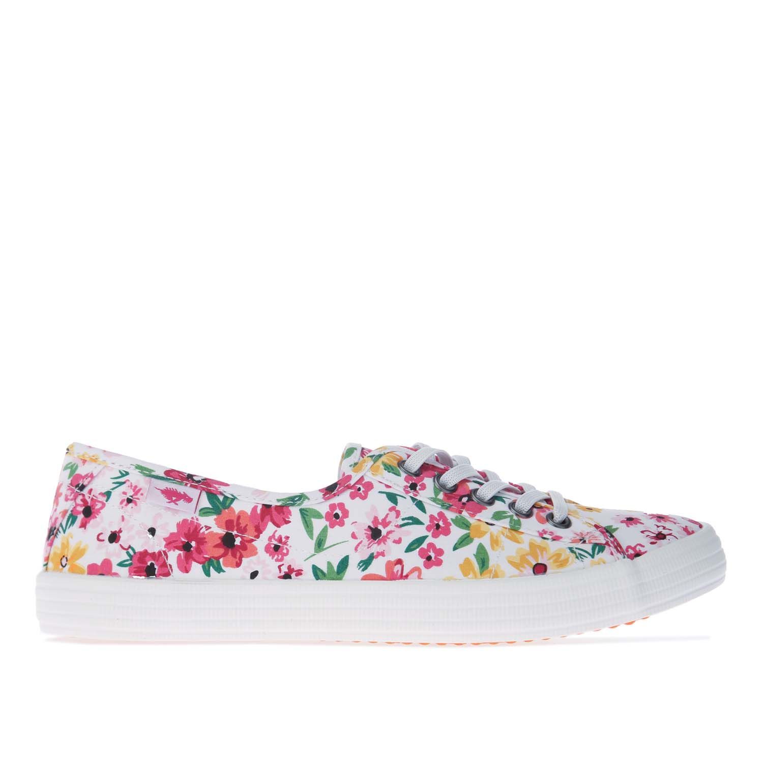 Rocket Dog Womens Chow Margate Floral Pumps in White Textile - Size UK 3 | Rocket Dog Sale | Discount Designer Brands