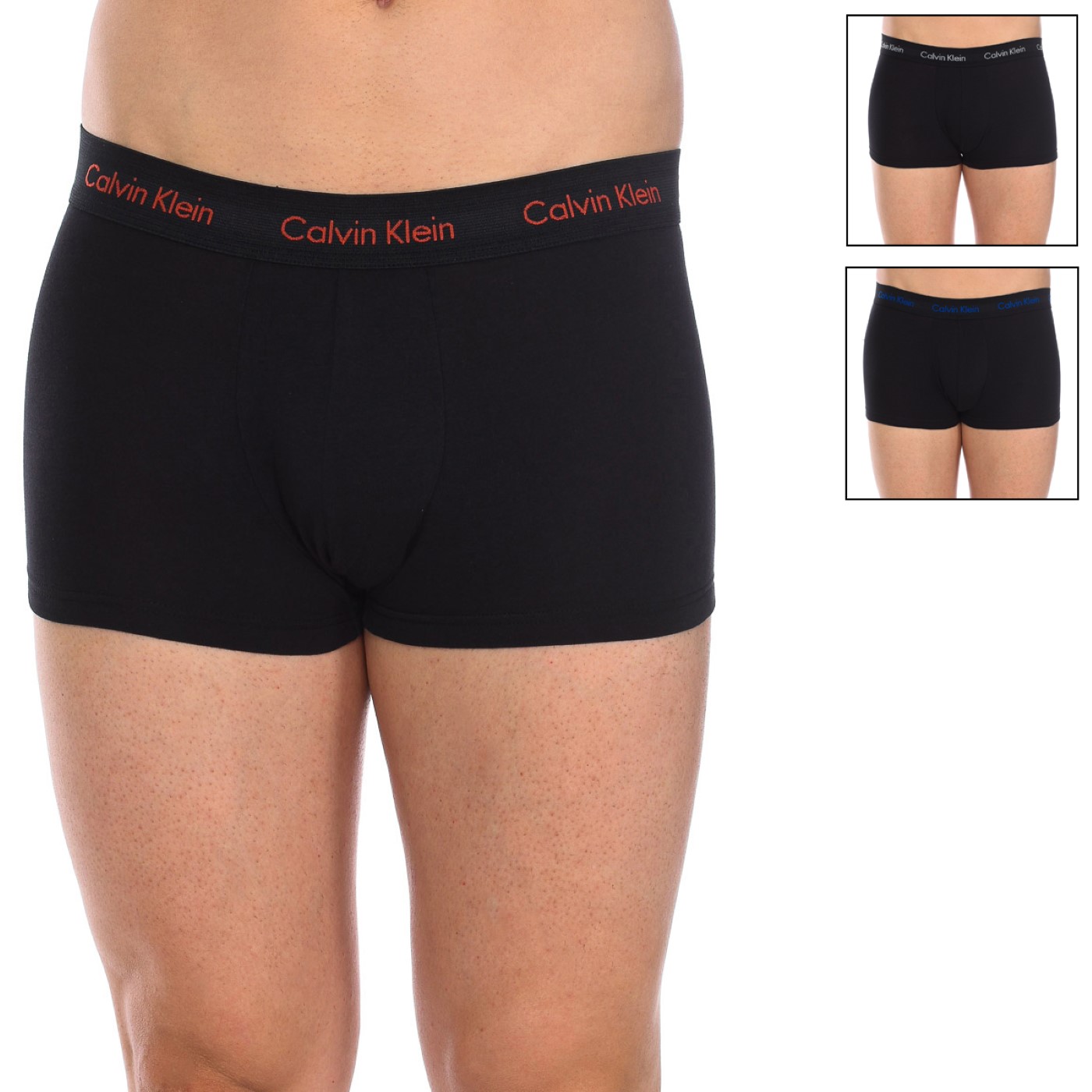 Calvin Klein Mens Pack-3 Boxers Breathable Fabric and Anatomical Front U2664G men - Black Cotton - Size Large