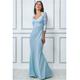 Goddiva Womens Lace Bodice Maxi Dress With Sleeves - Blue - Size 8 UK | Goddiva Sale | Discount Designer Brands