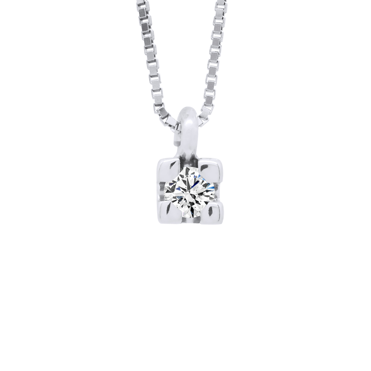 Diadema Womens - Necklace With Diamonds - White Gold Venetian Chain - One Size | Diadema Sale | Discount Designer Brands