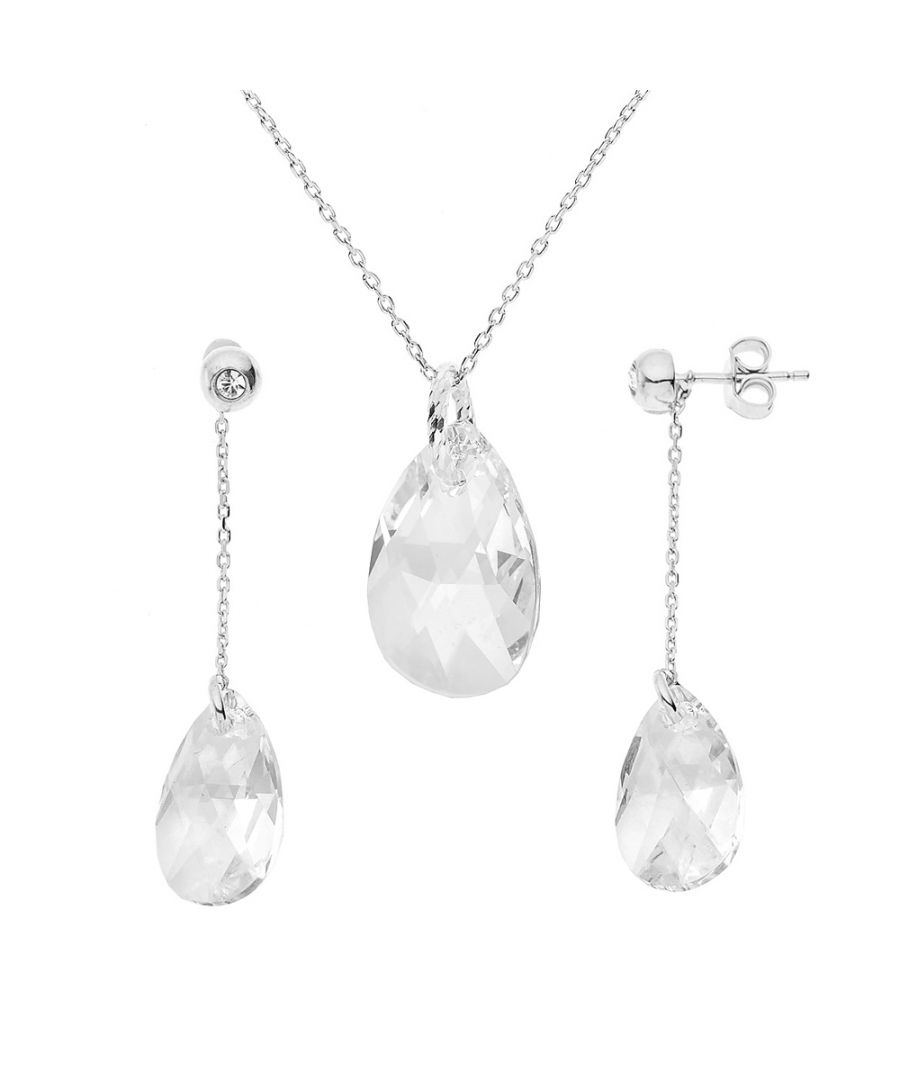 Diadema Womens - Set Forever Swarovski - Necklace, Earrings - Love Jewelry Collection Silver Sterling - One Size