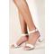 Where's That From Womens Emani Strappy Mid High Block Heels Peep Toe - White - Size UK 7 | Where's That From Sale | Discount Designer Brands