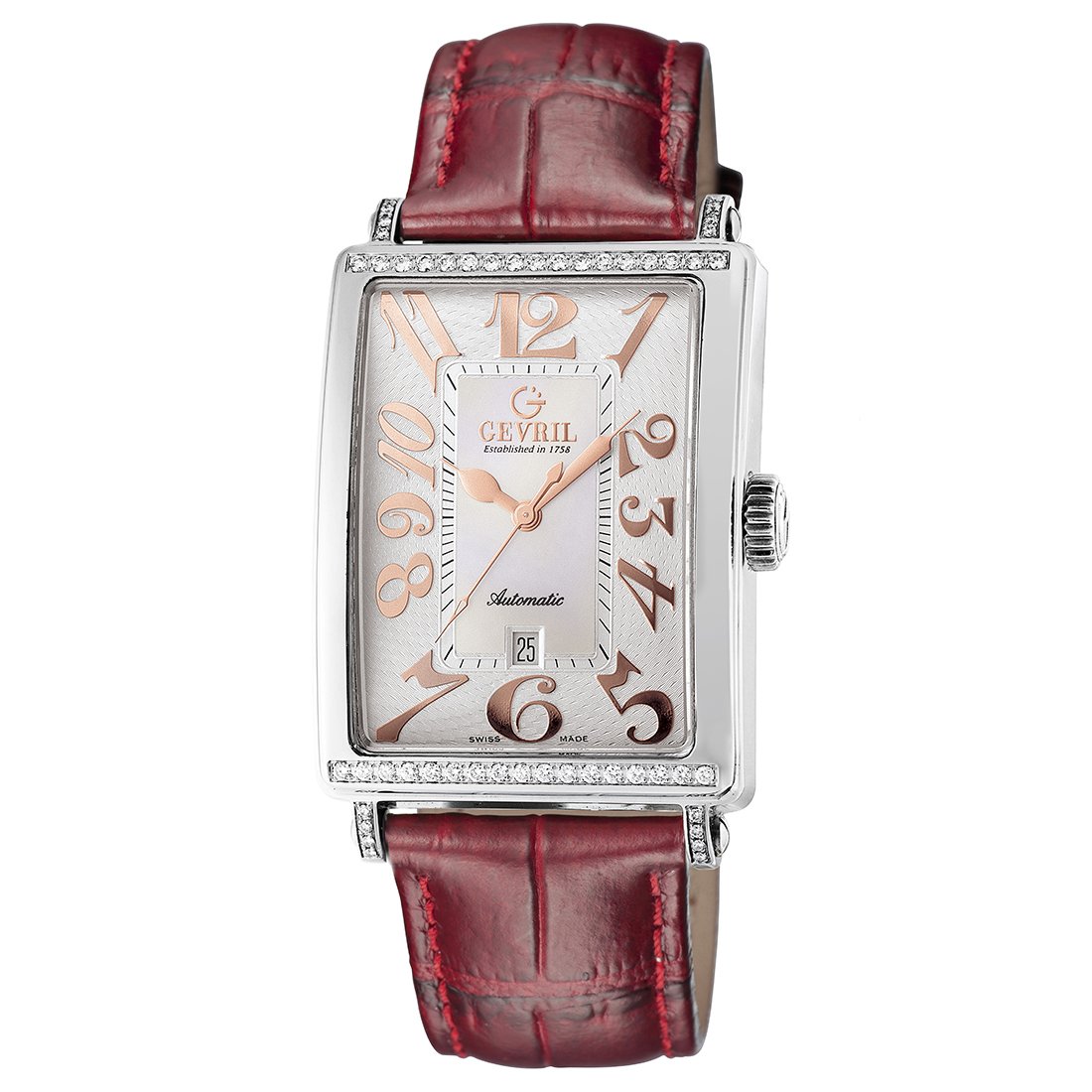 Gevril Womens 6208RT Glamour Automatic Pink Diamond Watch - One Size | Gevril Sale | Discount Designer Brands