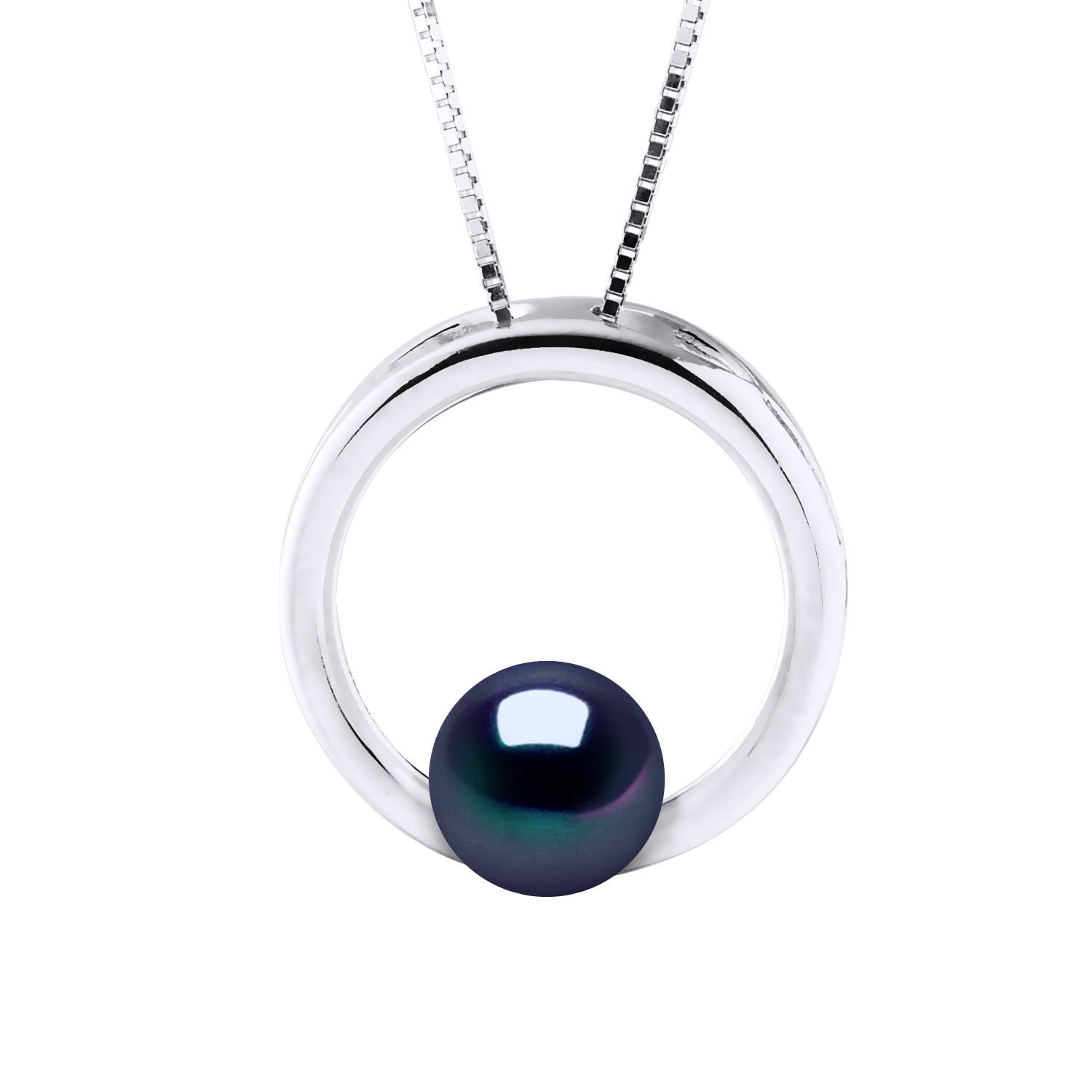 Diadema Womens Circle Necklace Freshwater Pearl Round 8-9 mm Black 925 Silver - One Size | Diadema Sale | Discount Designer Brands