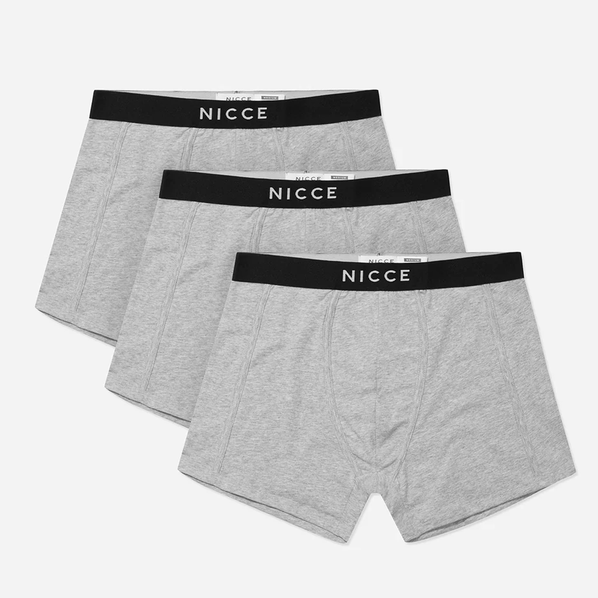 NICCE 3-Pack Stretch Waist Black/grey Mens Alesi Boxer Shorts 0037 K001 0264 Cotton - Size Medium | NICCE Sale | Discount Designer Brands
