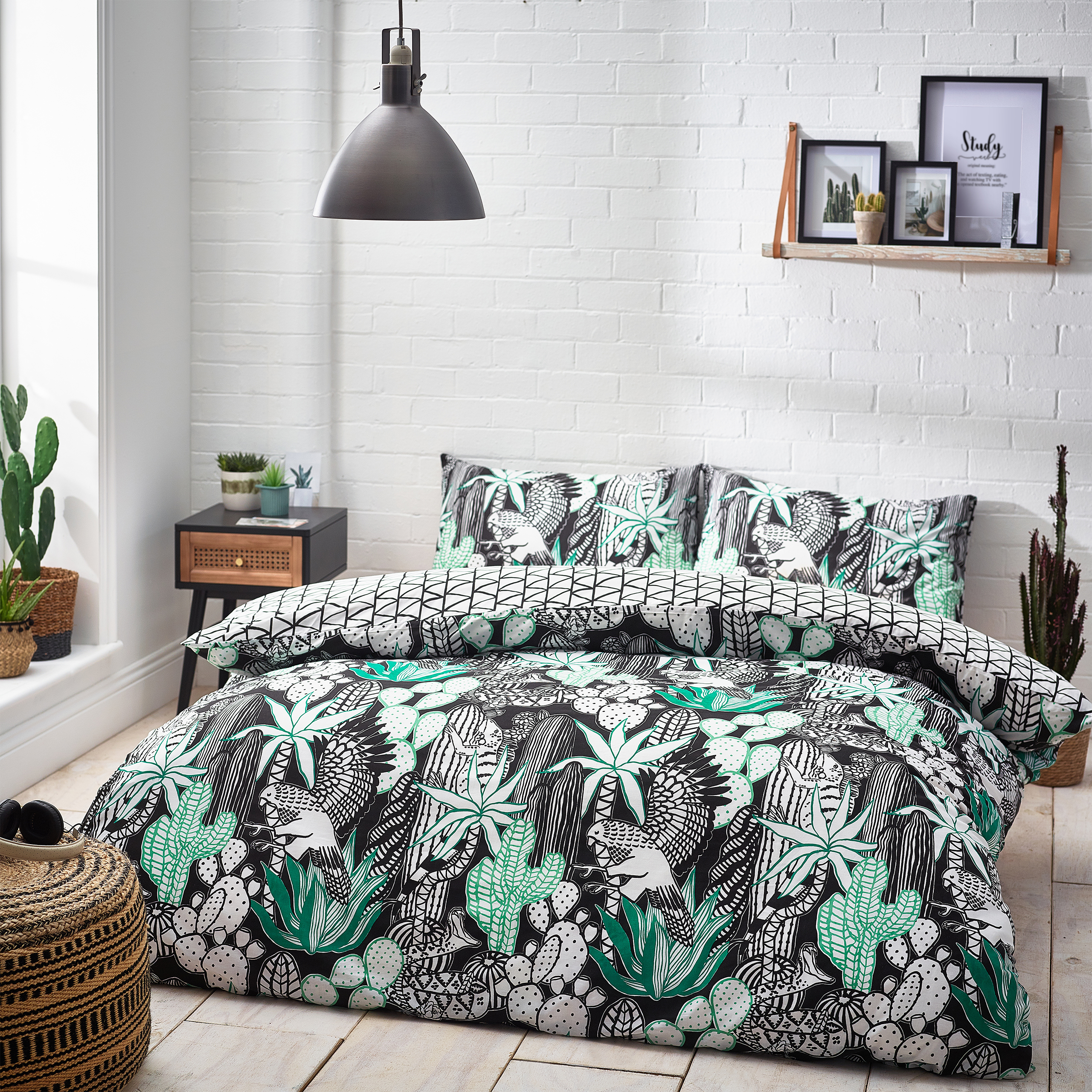furn. Arizona Jungle Reversible Duvet Cover Set - Black/white Cotton - Size Single | furn. Sale | Discount Designer Brands