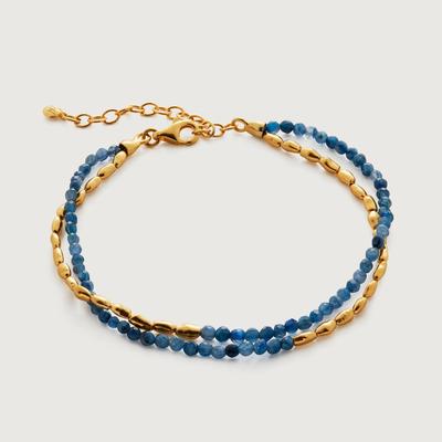Gold Mini Nugget Gemstone Beaded Bracelet Kyanite