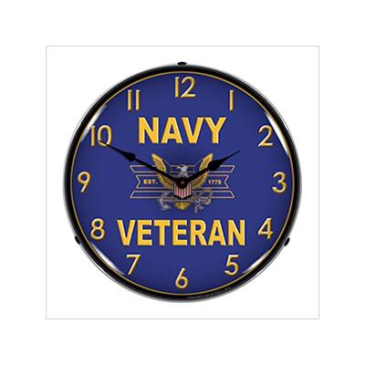 Collectable Sign and Clock Navy Veteran Backlit Wall Clock