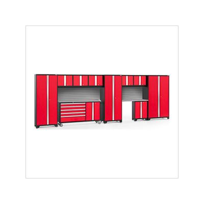 NewAge Garage Cabinets BOLD Red 11-Piece Project Center Set with Stainless Top and Backsplash