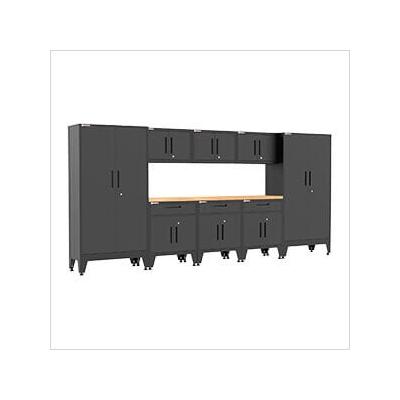 Armadillo Tough Black 9-Piece Garage Cabinet Set with Levelers